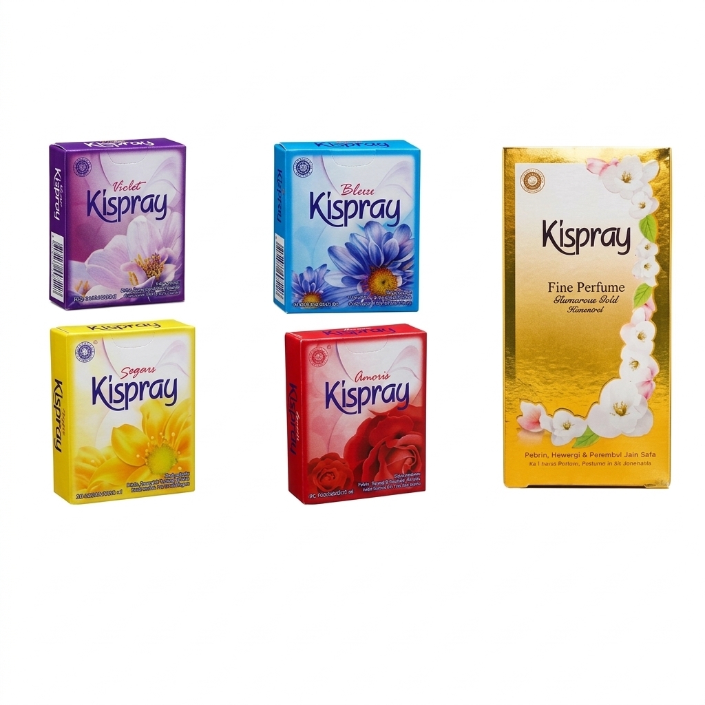 Kispray 21ml Kotak Pelicin Pewangi Pakaian Kotak Sachet | Cairan Setrika Baju Wangi Tahan Lama 4 Varian & Gold