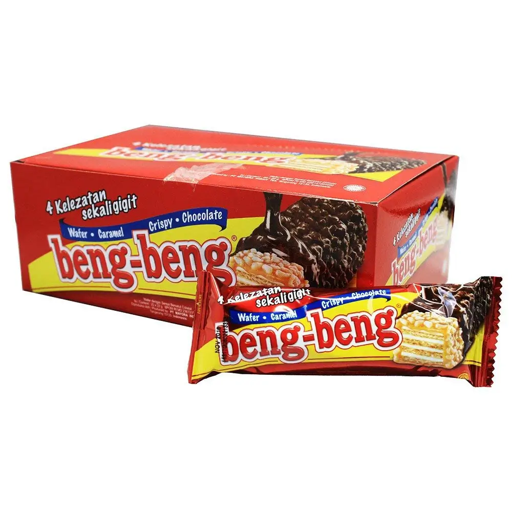 Beng-Beng Wafer Cokelat Karamel Crispy (1 Box isi 17 Pcs @ 25g/20g) - Snack Coklat Murah