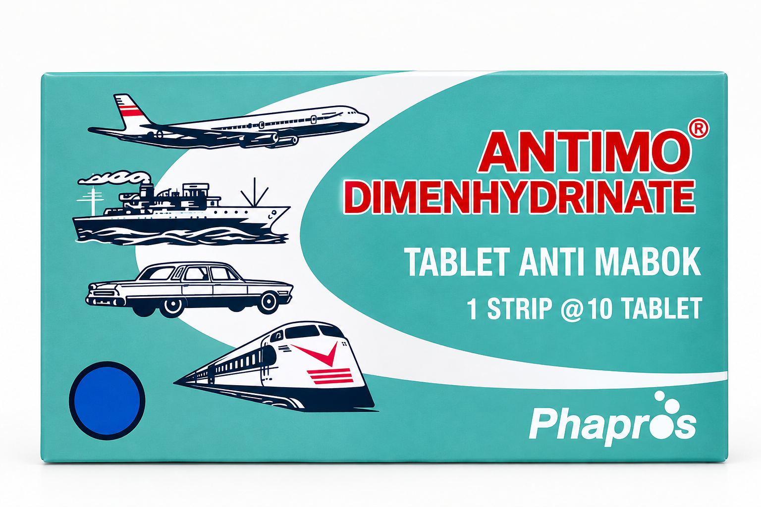 Antimo Tablet Anti Mabuk 10 Tablet Dimenhydrinate | Mabuk Kereta Kapal Terbang Kapal Laut