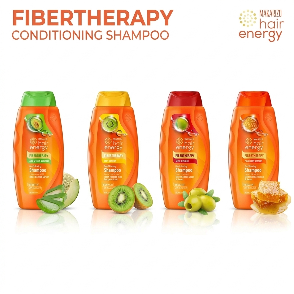 Makarizo Hair Energy Fibertherapy Conditioning 330ml Shampoo | Syampu Rambut Gugur Rosak Lepek Kering 2in1