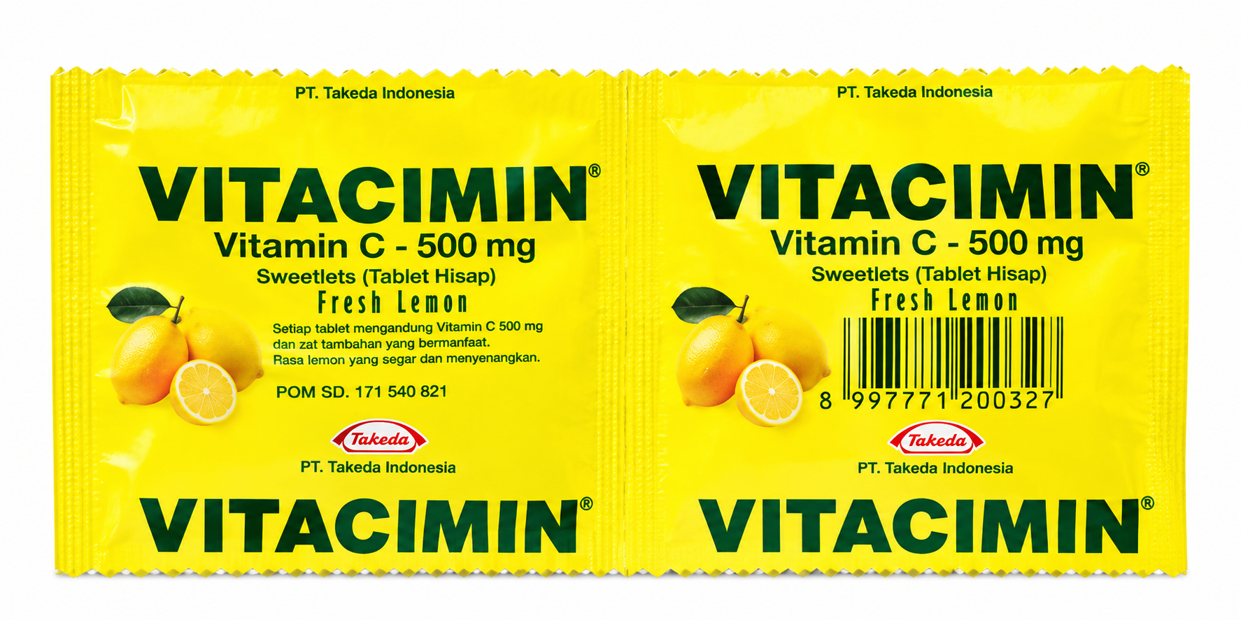 Vitacimin Vitamin C 500mg Rasa Lemon | Tablet Hisap Vitamin C | Suplemen Vitamin C 1ikat 10 Tablet