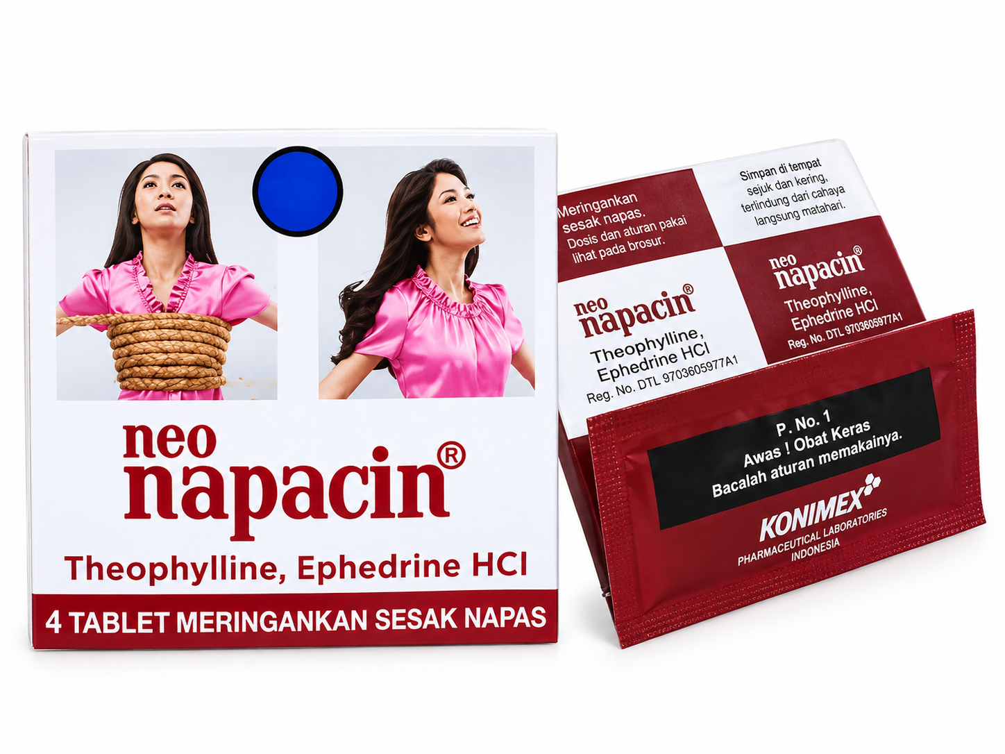 Neo Napacin Konimex Ubat Sesak Nafas Asthma Shortness of Breath Relief Tablet (4 Tablets / Strip)